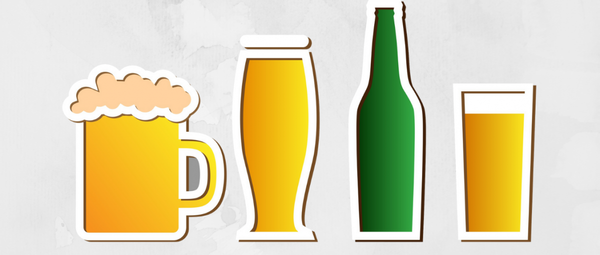 Beer glass types guide. Beer glasses and mugs with names. Vector  illustration in flat style. Stock Vector